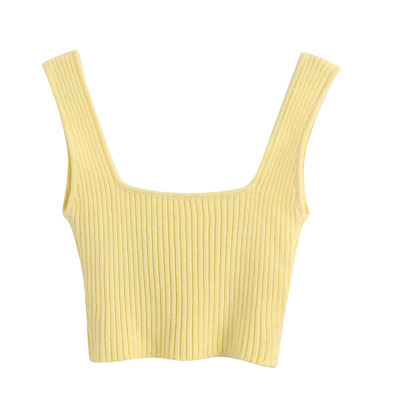 Sleeveless Knitted Crop Top