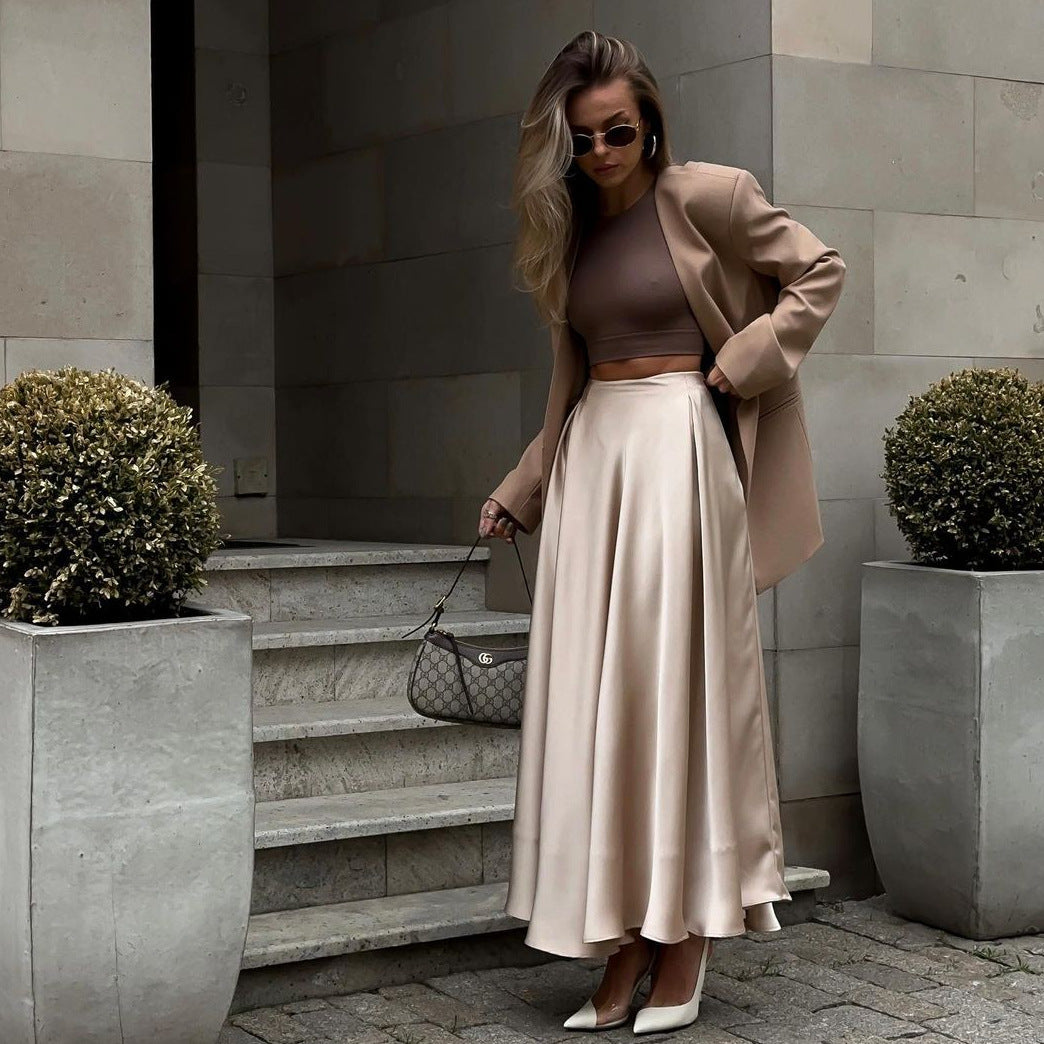 High Waist Satin Maxi Skirt